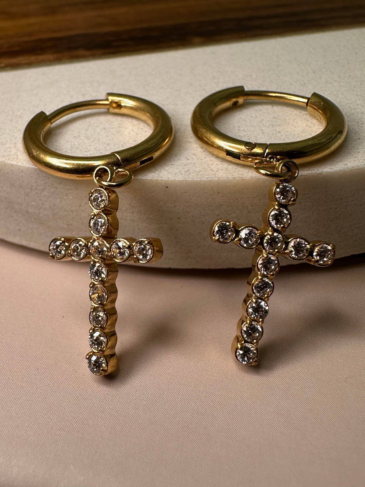 Sanctuary Cross Huggie Hoops