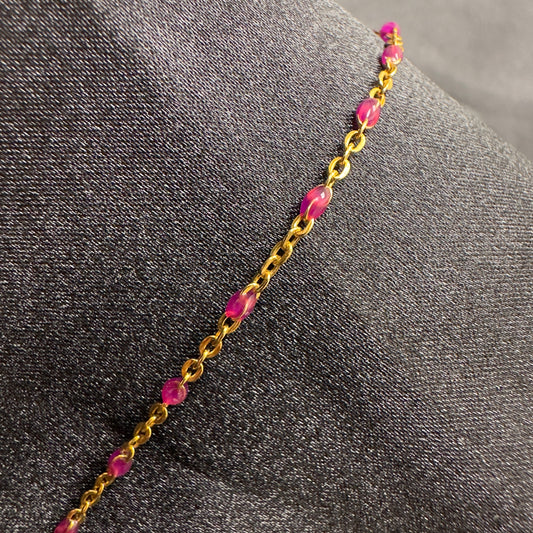 Orquídea Esmalte Gold-Filled Chain